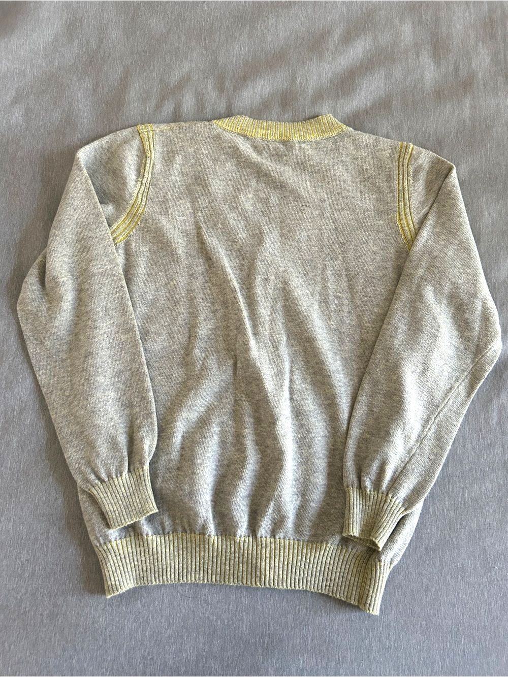 Gucci Kids Gray Yellow Contrast Trim Interlocking G Knit Cardigan Size 8 - Picture 2 of 8